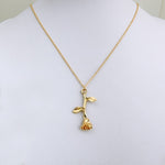 Fashion Jewelry Collier Pink Gold Rose Statement Pendant Necklace Women's Beauty and Beast Jewelry Lovers Gifts