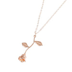 Fashion Jewelry Collier Pink Gold Rose Statement Pendant Necklace Women's Beauty and Beast Jewelry Lovers Gifts
