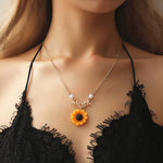 Fashion Jewelry Collier Pink Gold Rose Statement Pendant Necklace Women's Beauty and Beast Jewelry Lovers Gifts