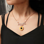 Fashion Jewelry Collier Pink Gold Rose Statement Pendant Necklace Women's Beauty and Beast Jewelry Lovers Gifts